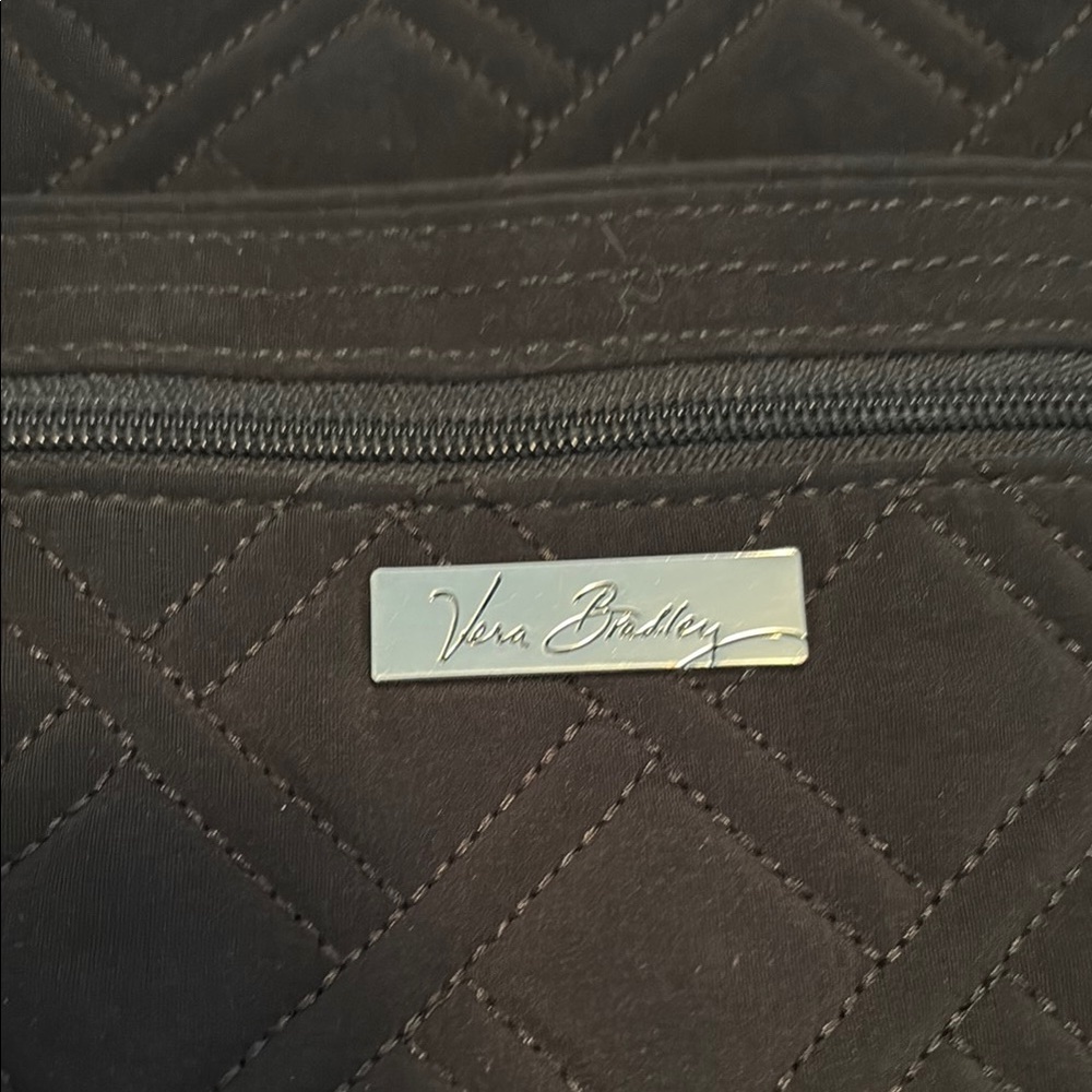 Vera Bradley Black Quilted cross body hipster Bag with Silver Accents